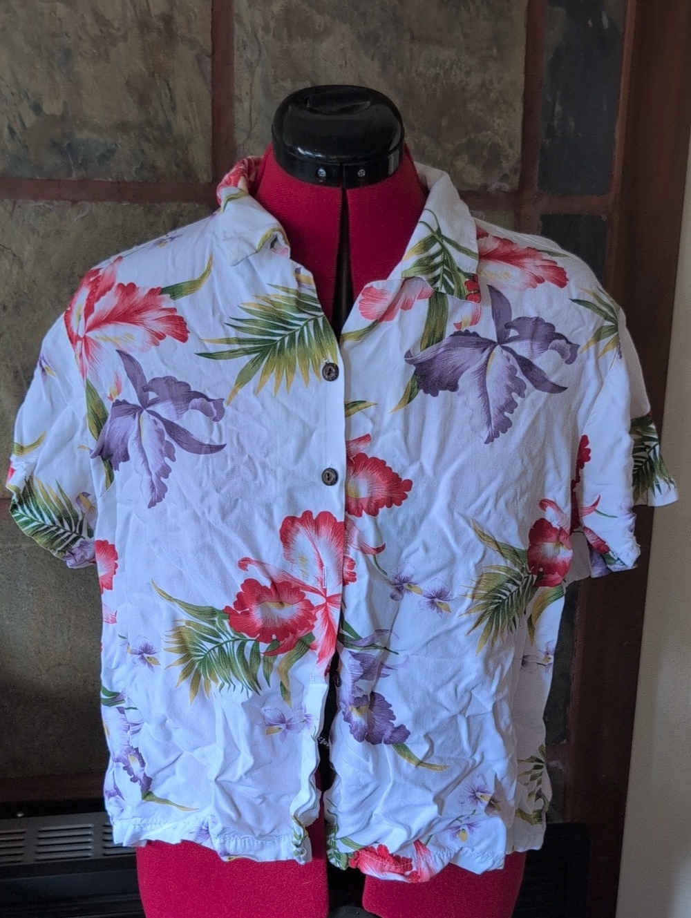 White Floral Hawaiian Button-Up Shirt
